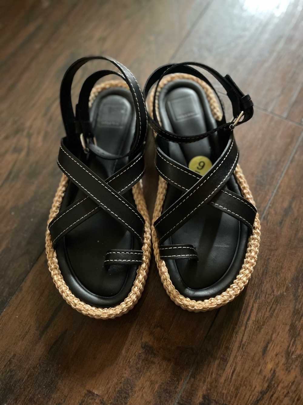 Dolce Vita Black and Tan Braided Espadrille Sandals